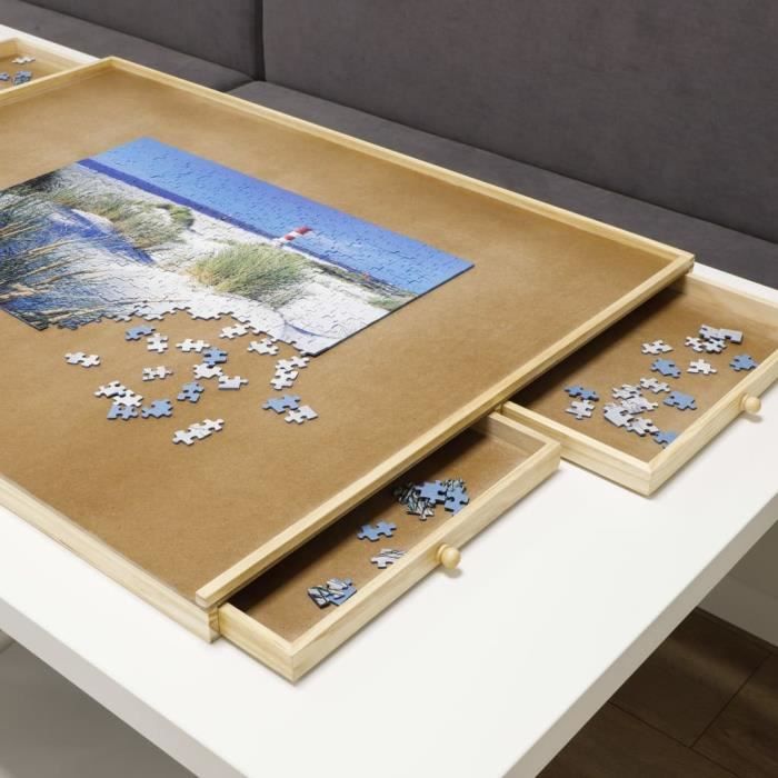 GIANTEX Table de Puzzle en Bois pour Puzzle 1000 à 1500 PCS avec 4 Tiroirs  Coulissants de Rangement et Surface de Travail Plate - Cdiscount Jeux -  Jouets