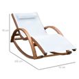 Outsunny Chaise Longue Fauteuil berçant à Bascule transat Bain de Soleil Rocking Chair en Bois Charge 120 Kg Blanc-2