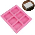1pc 6-cavity savon simple rectangle moule artisanat silicone bricolage gâteau fabrication de moules de savon-2