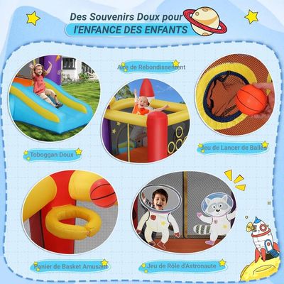 Château Gonflable VEVOR 450x440x203 Cm - Avec Toboggan, Souffleur - Aire De Jeux Enfants 3-10 Ans, Capacité 180 Kg - Pour Jardin, Fêtes - 3