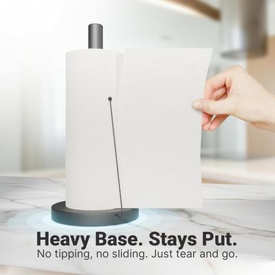 Porte-Rouleau Essuie-Tout Noir Sur Pied - Support Cuisine Acier Inoxydable Robuste Sans Perçage Pour Plan De Travail