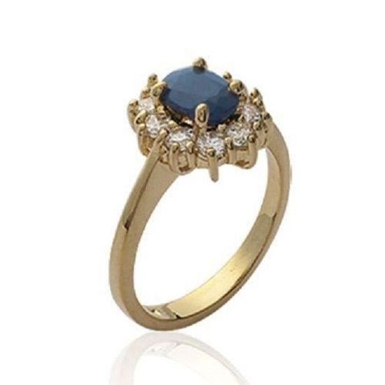 Bague Saphir Marquise Plaqué Or 18K - Taille 58 - Modèle Princesse - Marque Dolly-Bijoux - Neuf