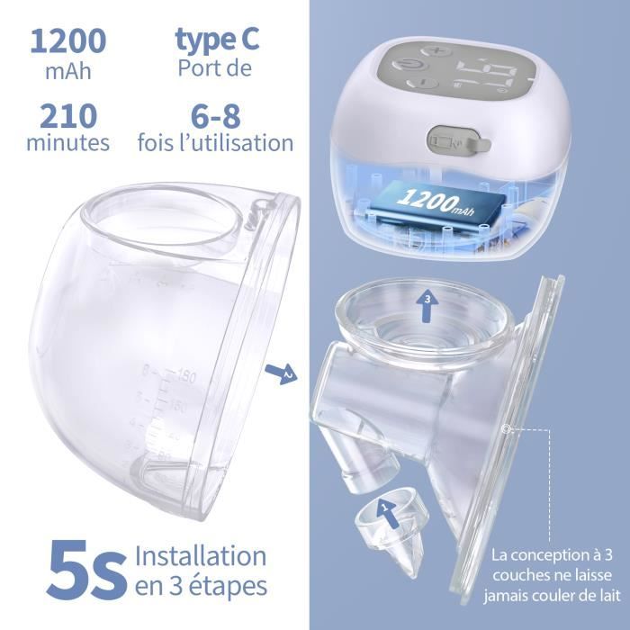 Tire-lait électrique Mains Libres Bizcasa - 3 Modes, 9 Niveaux, Silencieux - 5