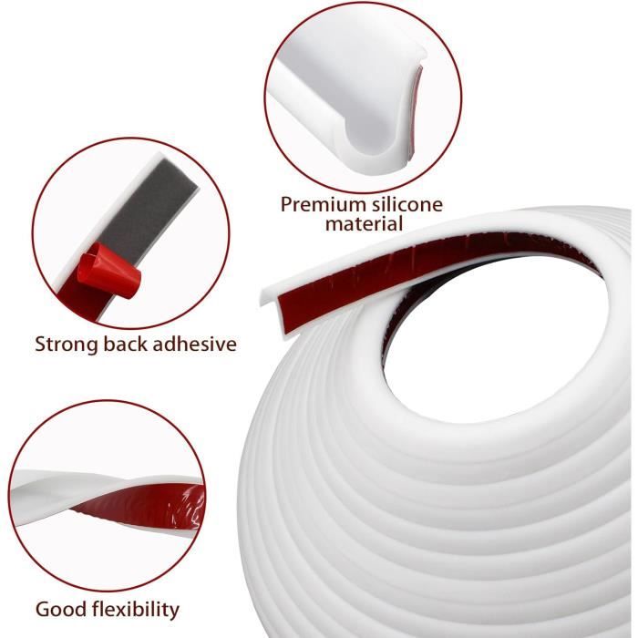 Bande Gouttière PVC 23x14 Mm - Autocollante, 10 M, Forme En J, Pour Voiture, Camping-car, Bateau (noir)
