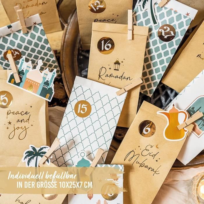 Papierdrachen Bricolage Calendrier du Ramadan à remplir - pour enfants et  adultes - Sacs en papier kraft imprimé pastel - à poser et à décorer - Aïd  Moubarak - réutilisable - Set 9 : : Cuisine et Maison