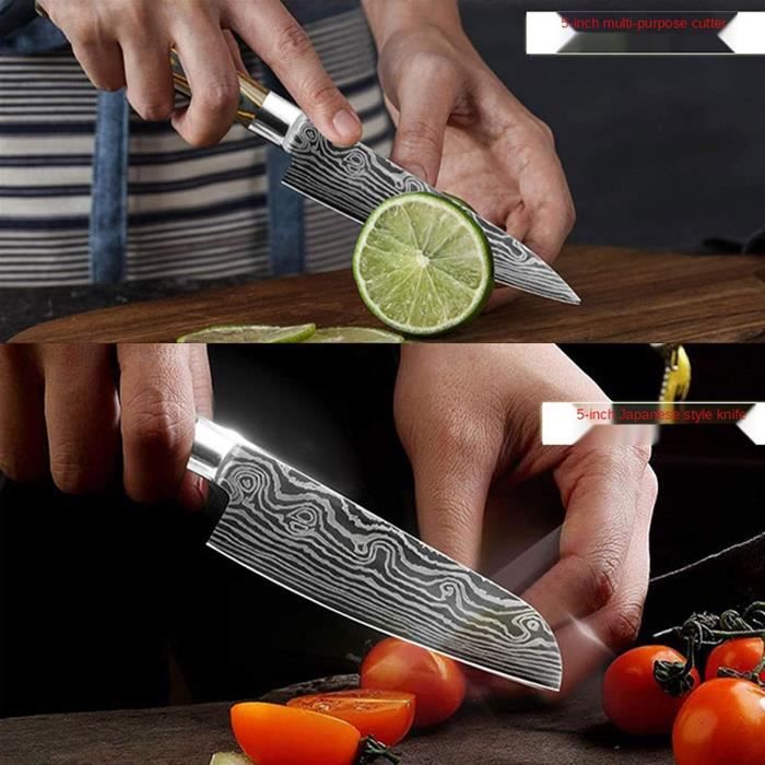 Ballery Couteaux en Céramique, Chef Couteaux Couteau de Santoku Couteau  Céramique Cuisine Noir avec Poignées Ergonomiques ABS pour Couper Fruits  Légumes Viande Léger et Durable 7 Pouces : : Cuisine et Maison