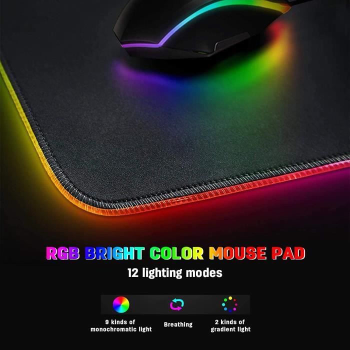 Tapis de souris gamer XL LED RGB