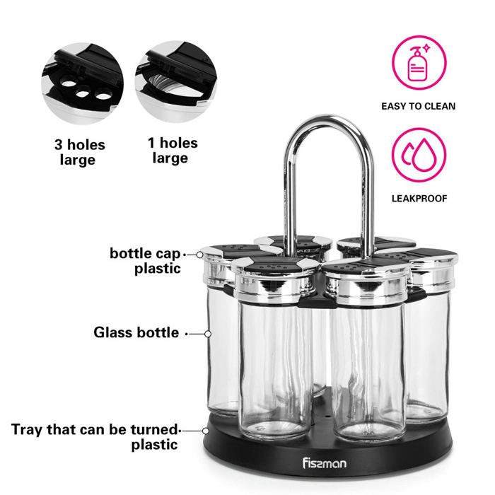 Lot De 6 Pots à épices Transparents Avec Plateau - Rangement Cuisine Hermétique Pour Sel, Sucre, épices