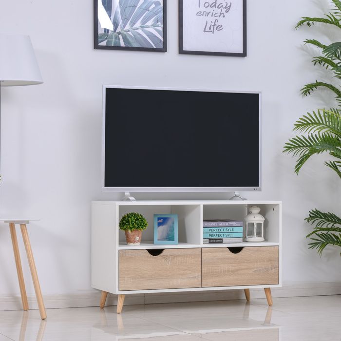 Meuble TV Rotin Buffet TV Rotin KOMHTOM 180cm - Meuble Rangement Salon Avec Portes Et Tiroirs Rangement Télévision 180cm