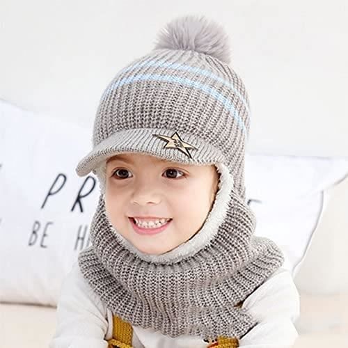 Bonnet Bébé 3 in 1 Mignon Bébé Bonnet Echarpe Set en Tricot 2-5 Ans Enfants  Hiver Chaud Cagoule en Peluche Garçons Filles - Cdiscount Prêt-à-Porter