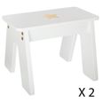 Table bac enfant + 2 tabourets - Blanc et doré - ATMOSPHERA - L 57 x P 57 x H 51 cm - Enfant - Bois MDF-3