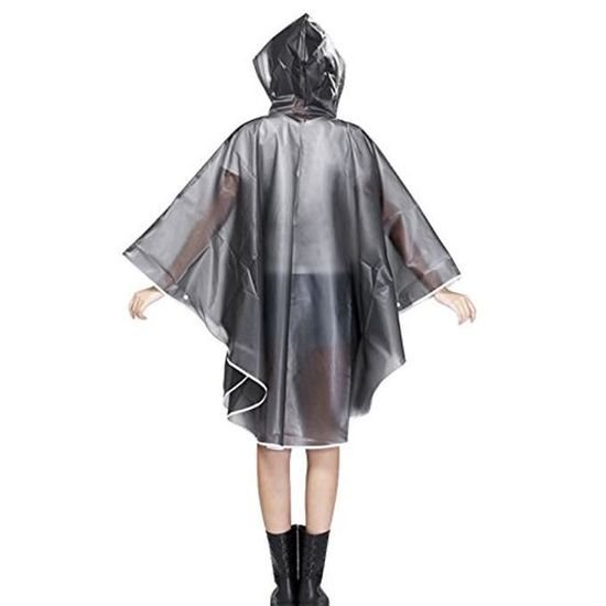 Femmes Hommes Veste Imperméable Transparente EVA Raincoat Manteau de Pluie Poncho à Capuche Vêtements de Pluie