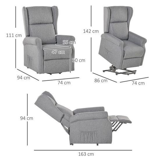 Homcom Fauteuil de Relaxation Design Contemporain Dossier inclinable Repose-Pied int/égr/é Ajustable rev/êtement Tissu Lin Gris