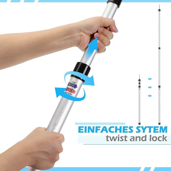 Lot De 2 Poteaux Télescopiques En Fibre De Carbone Pour Auvent, Bâches