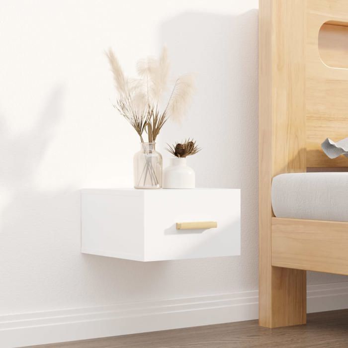 Table de Chevet 31x42x31cm Console de Nuit Moderne avec Tiroir Blanche