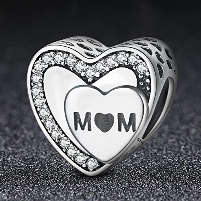 Charm S CA6SJ Hommage a maman cz 925 Charms en argent sterling Fit Pandora et autres European Charm Bracelets de femmes Achat Vente charm s Charm S Hommage a maman cz Mixte Adulte