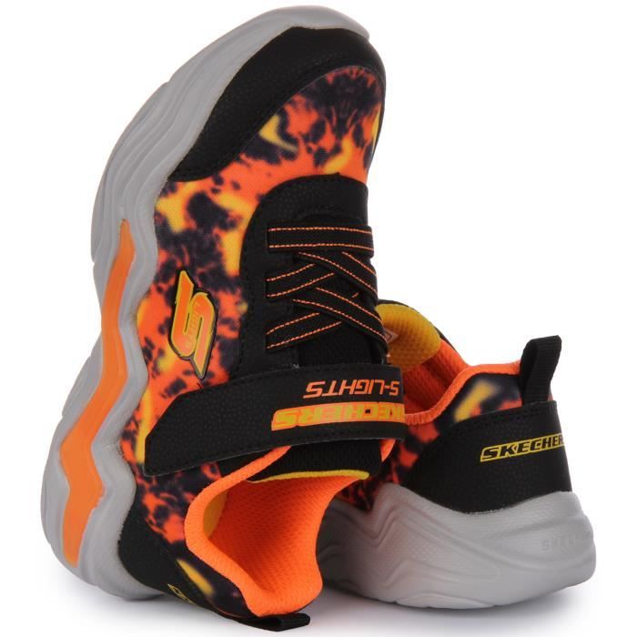 Baskets Enfant SKECHERS Erupters IV Rolden Noir Orange Synthetique Scratch