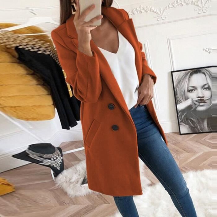 Manteau WEPBEL veste longue en laine pour femme manteau Long