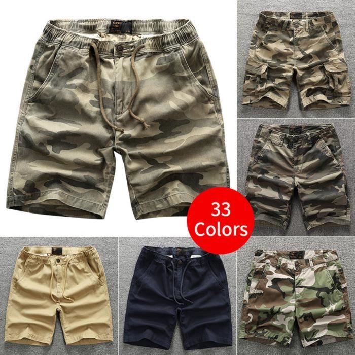 Short cargo en toile à motif de camouflage tropical