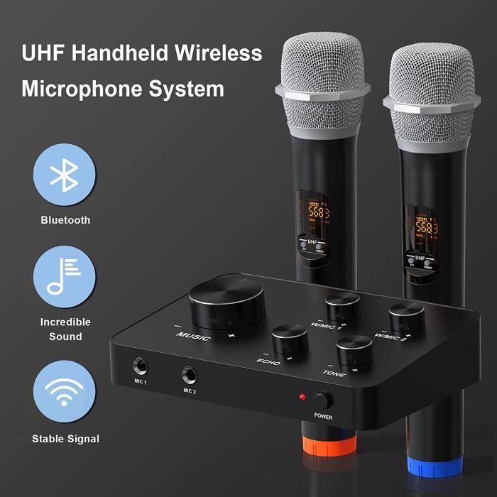 Microphone Bluetooth Sans Fil Karaoké Machine Portable Karaoké Mic  Haut-Parleur Système de Microphone Sans Fil