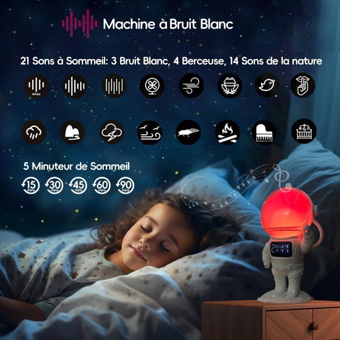 EXQULEG NZ162 Réveil Analogique Pour Enfant Sans Tic-tac Avec Motif Fusée Astronaute
