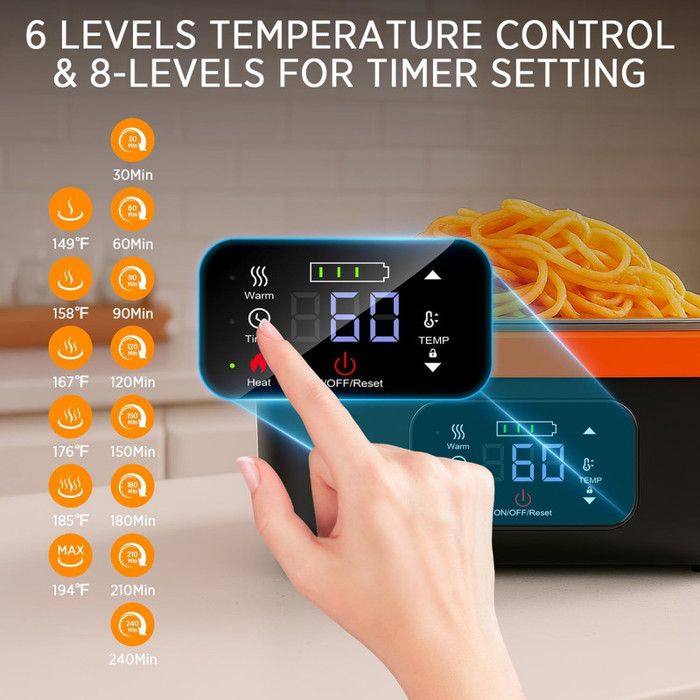 Gamelle Chauffante, Rechargeable Lunch Box Électrique Avec Minuterie Et