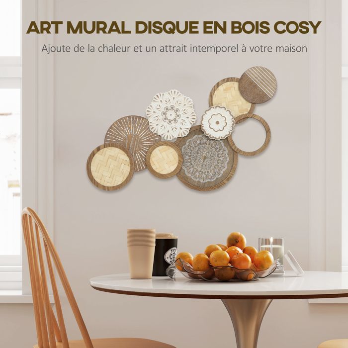 suaywo 3 articles Sculptures Murales en Bois Décor Boho Chic avec Crochet Sculptures Murales Décoratives en Bois Léger Convient aux Salons, Chambres