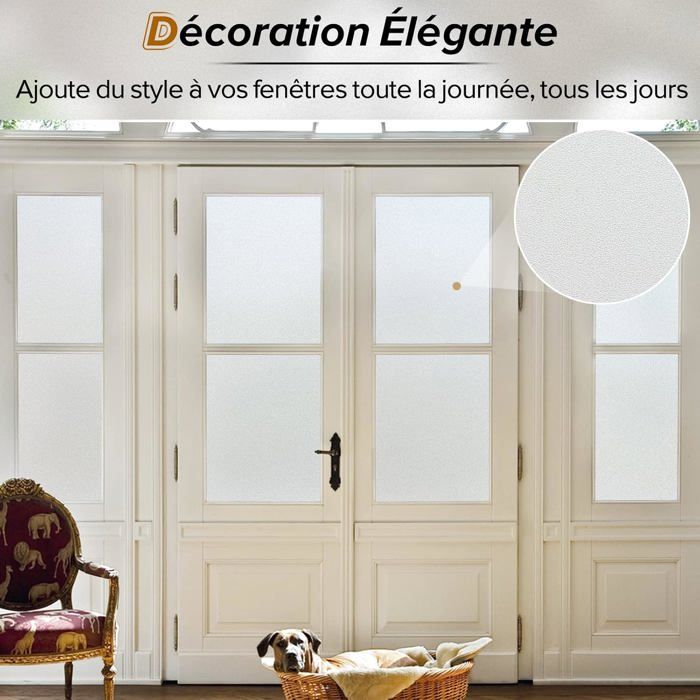 Zindoo Film Fenetre Anti Regard Motif Rayure Dépoli 44.5