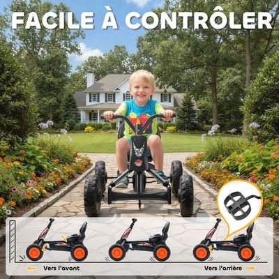 Kart à pédales pour enfants, karting enfant, avancer et reculer, pour