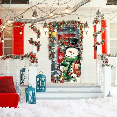 Couverture De Porte De Noël Père Noël, Bannière De Joy'eux Noël Pour