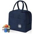 Petit Sac Isotherme Repas Imperméable à l'eau Glaciere Repas Doublement Epaissi Lunch Bag pour Femme Homme Enfant Lunchbox Bleu-0