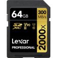 Lexar Carte UHS-II Professional 2000x 64 Go SDXC sans Lecteur, Jusqu`à 300 Mo/s en Lecture () - LSD2000064G-BNNAG-0