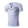 T-shirt Homme, Impression Manches Courtes Polos Casual Football Tee Shirt Mode Costume de Course Blanc-0