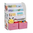 Étagère à livres et boîtes pour enfants - RELAXDAYS - Bibliothèque - Hauteur adaptée aux enfants - Rose - Bois-0