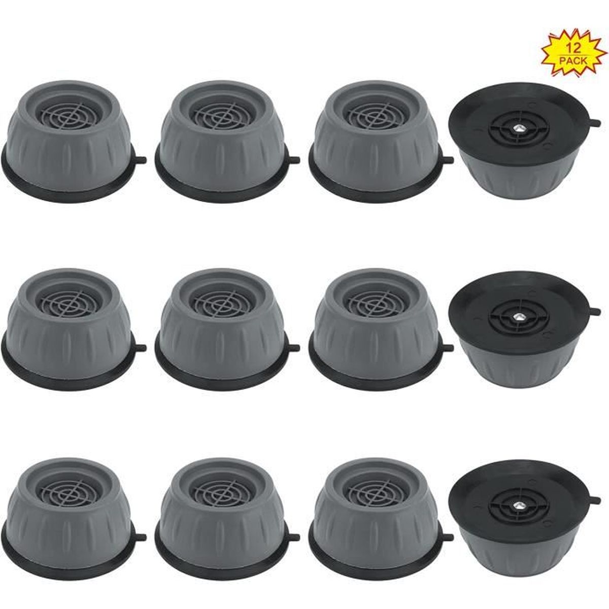 Pieds Anti-Vibration Machine à Laver - Lot De 4 - Caoutchouc Souple - Réduction Bruit 64.5mm