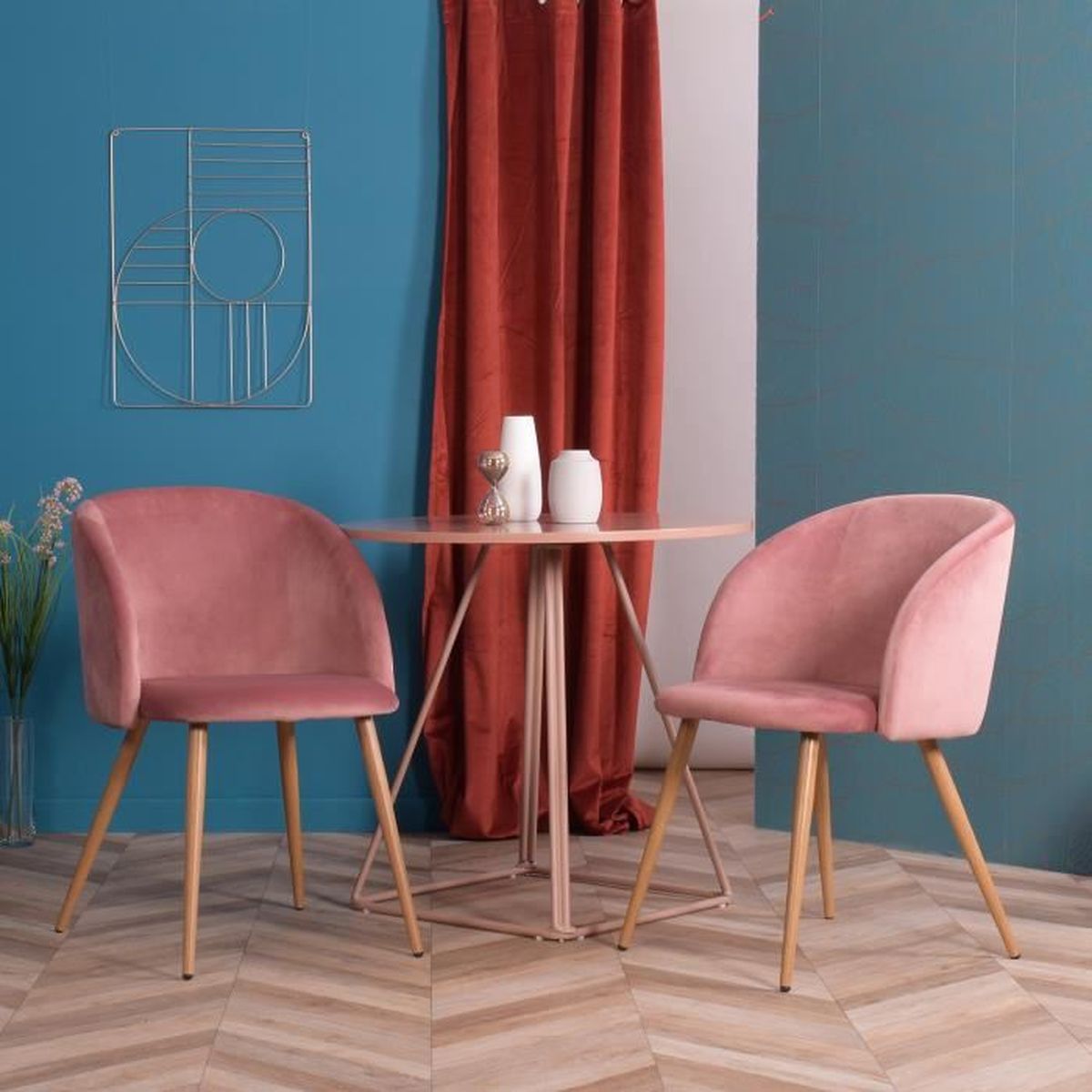 Chaise De Salle /À Manger Confortable pour Cuisine Rose +2 Paquets Chaise en Velours /À Coussin Moelleux Salon Ensemble De 2 Chaises