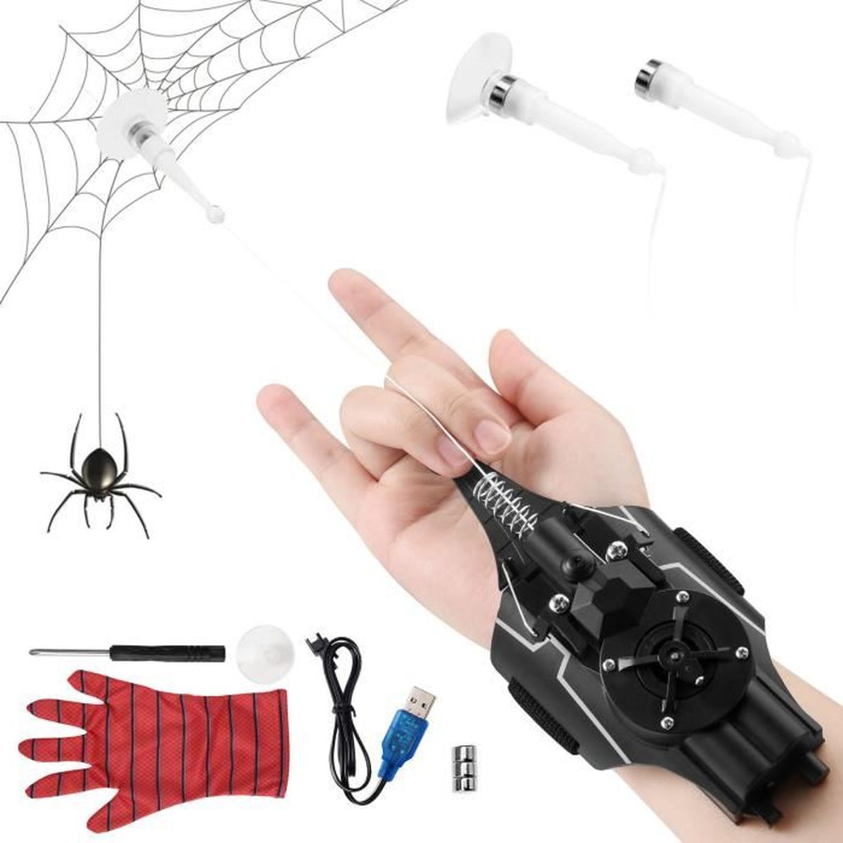Gants Spider Lance Toile Enfant Funnity Kit 2 Gants Spider-Man Avec Lance- Toile, Masque & Toiles – Jouet Cosplay Enfant Spider, Carnaval & Fête Gants Spider Lance Toile Enfant Funnity Kit 2 Gants Spider-Man Avec Lance- Toile, Masque & Toiles – Jouet Cosplay Enfant Spider, Carnaval & Fête