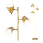 Lampadaire sur Pied Salon - RELAX4LIFE - 3 Spots Orientables - 3 Ampoules LED - Interrupteurs Indépendants - E27 - Doré