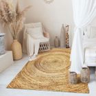 THE DECO FACTORY Tapis salon en jute tressé main motif rond naturel 160x230