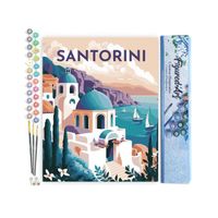 Figured'Art Peinture par Numéro Adulte Affiche Vintage Santorin - Kit de Loisir Créatif DIY Numéro d'Art - 40x50cm sans châssis