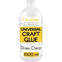 Creative Deco Colle Liquide PVA Blanche | 1L | Universelle Vinylique Non-Toxique | Pour Feutre Verre Carton Tissu Bois Cuir Papier
