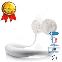 INN® [blanc] Mini ventilateur portatif réglable main libre tour de cou usb