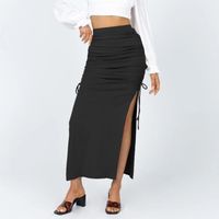 Jupe longue plissée à la mode et à la mode pour femmes Noir