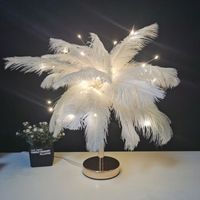 OEMG Lampe à Poser Plume Design Original LED Recharge USB Veilleuse Décoration pour Chambre-Blanc