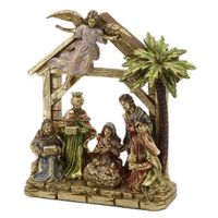 Figurine décorative naissance crèche portail de crèche avec rois mages, décoration de Noël catholique pour hall d'entrée d'entrée
