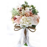 Bouquet de Mariée Fleur artificielle - Mariage Pivoines Fleur Artificielles avec Ruban Dentelle - Fleur de Style de Campagne