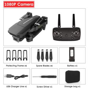 DRONE Noir 1080P 1B-Mini Drone E100 avec caméra HD 4K, p