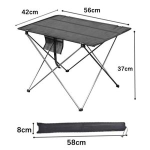 TABLE DE CAMPING 56 x 42 x 37 - Table de camping pliante portable, table de pique-nique ultralégère, bureau d'ordinateur extér
