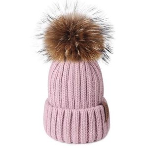 CASQUETTE - SNOOD Casquette,Furtalk tricoté réel chapeau de fourrure