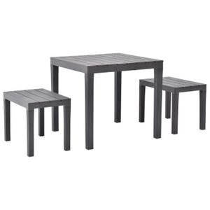 Ensemble table et chaise de jardin FDIT Table de jardin avec 2 bancs Plastique Marron - FDI7843871975496